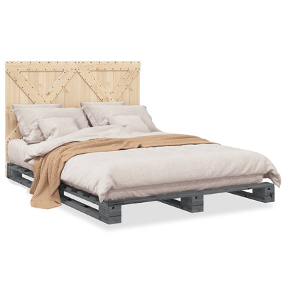Bed Frame | Grey | Solid pine wood | Double | Sturdy | Bed Frame