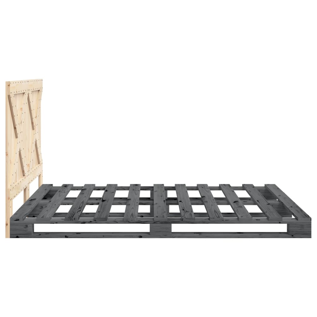 Bed Frame | Grey | Solid pine wood | Double | Sturdy | Bed Frame