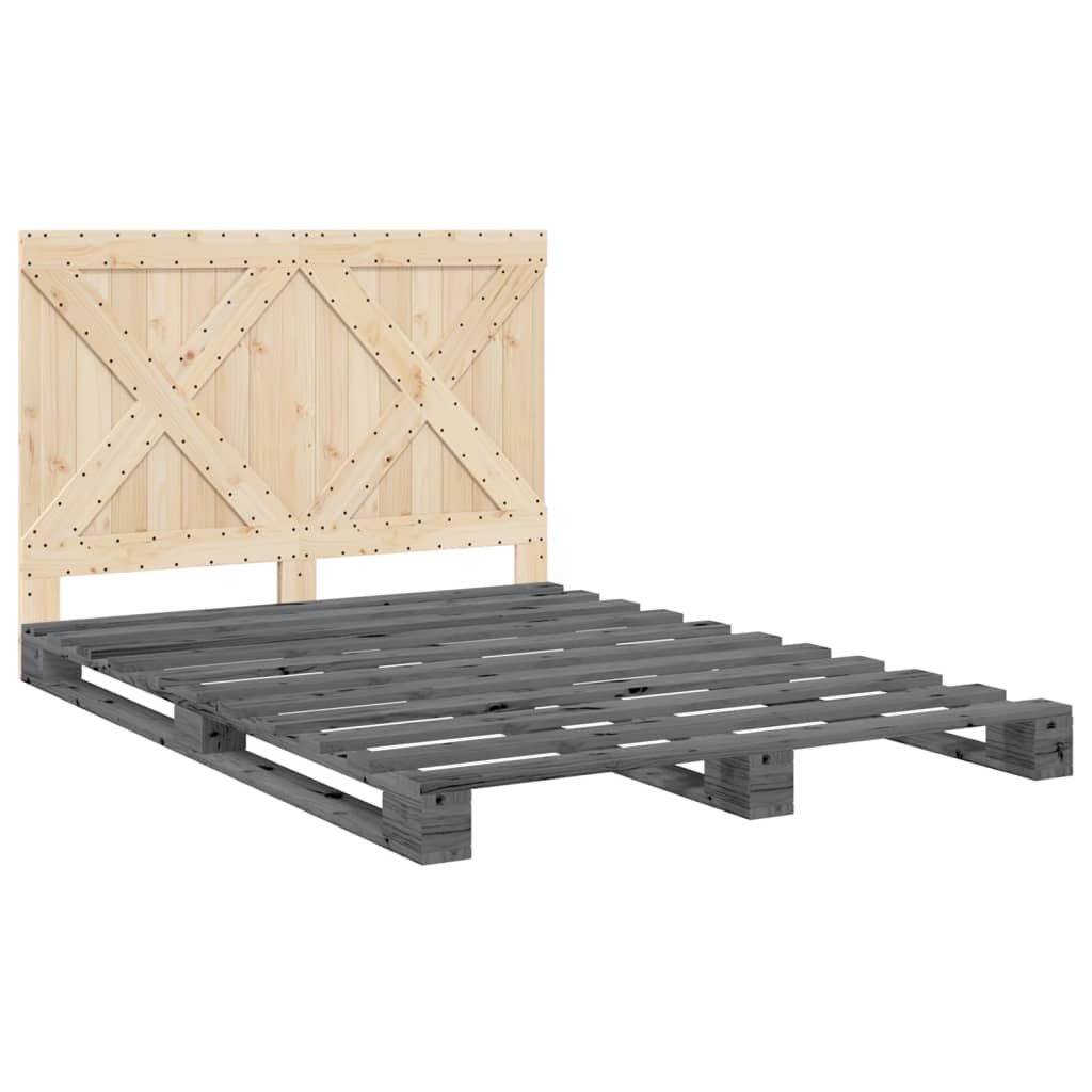 Bed Frame | Grey | Solid pine wood | Double |  Durable  | Bed Frame