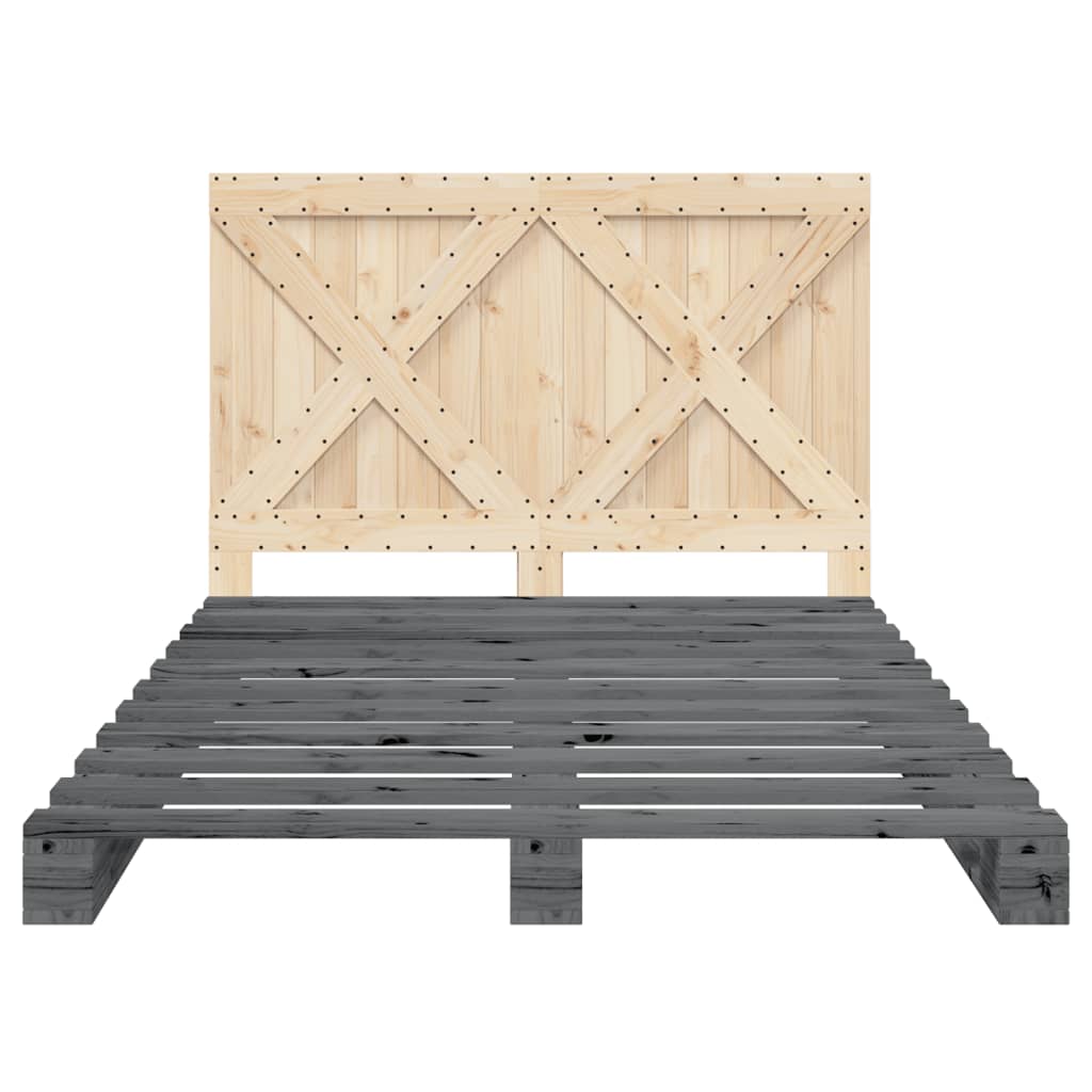 Bed Frame | Grey | Solid pine wood | Double |  Durable  | Bed Frame