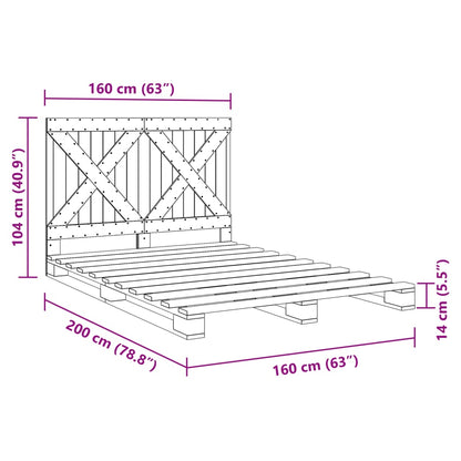 Bed Frame | Grey | Solid pine wood | Double |  Durable  | Bed Frame