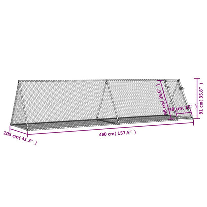 Rabbit Hutch Silver 400x105x91 cm Galvanised Steel