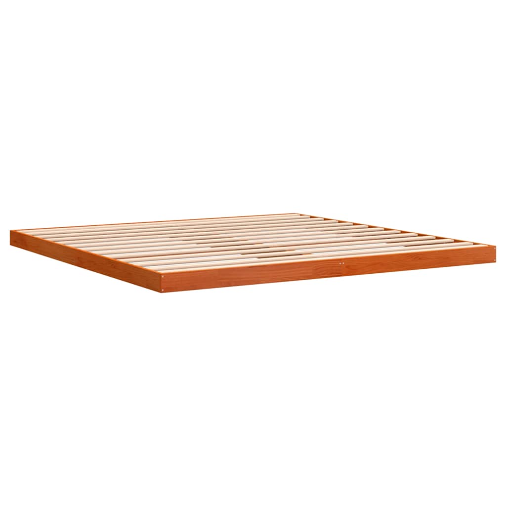 Bed Frame without Mattress Wax Brown 200x200 cm Solid Wood Pine