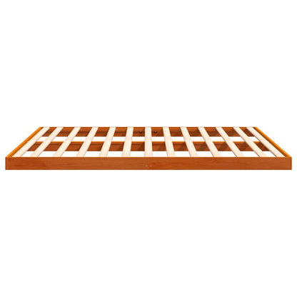 Bed Frame without Mattress Wax Brown 200x200 cm Solid Wood Pine