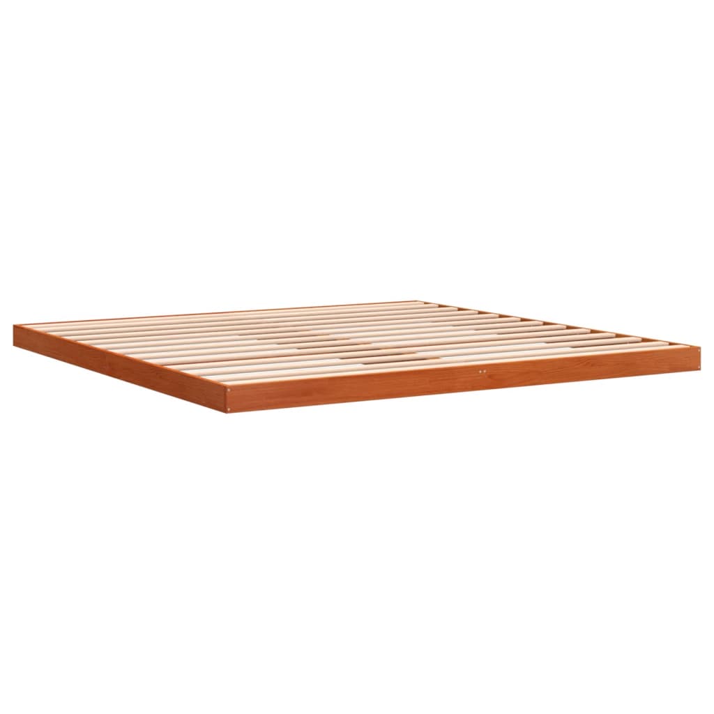 Bed Frame without Mattress Wax Brown 200x200 cm Solid Wood Pine