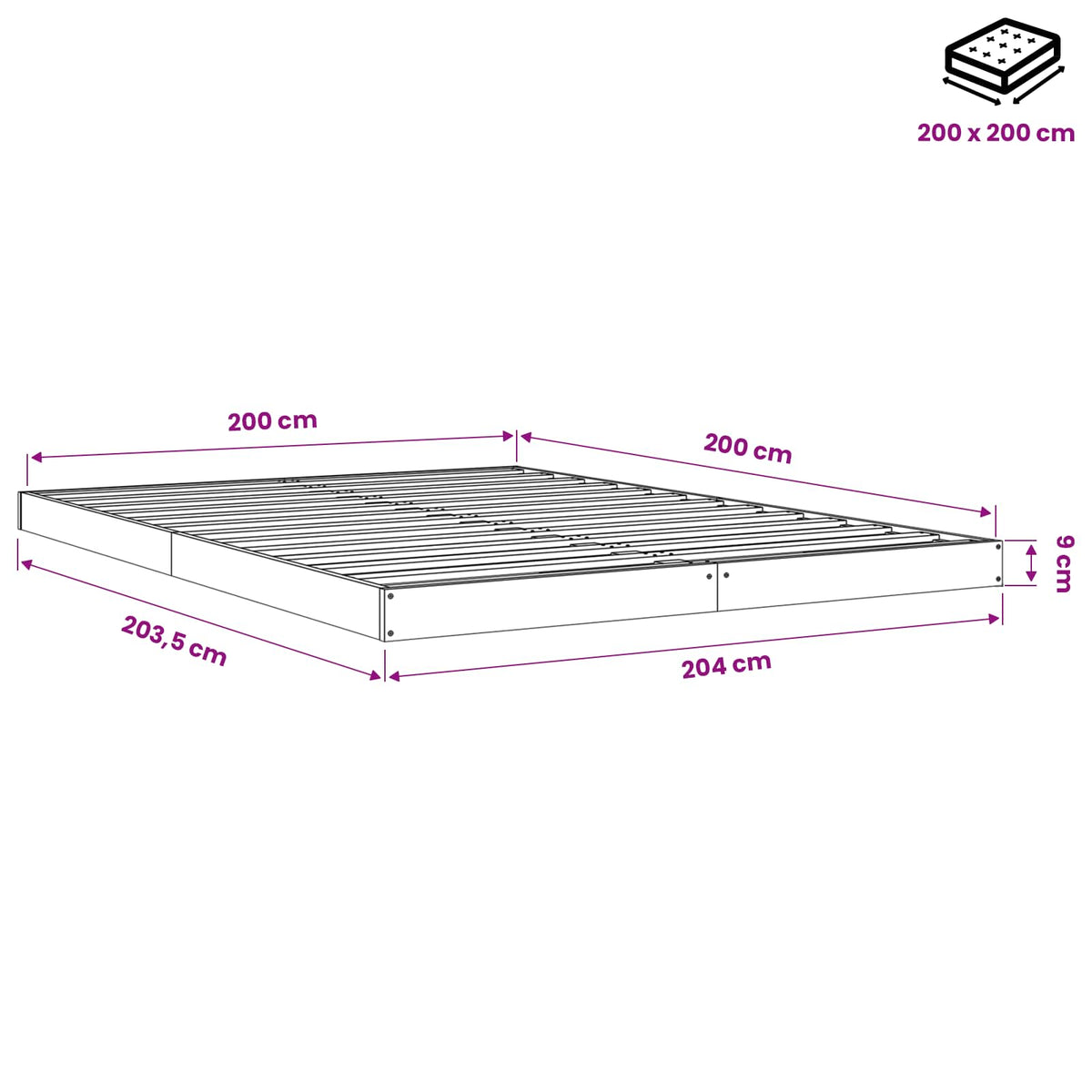 Bed Frame without Mattress Wax Brown 200x200 cm Solid Wood Pine