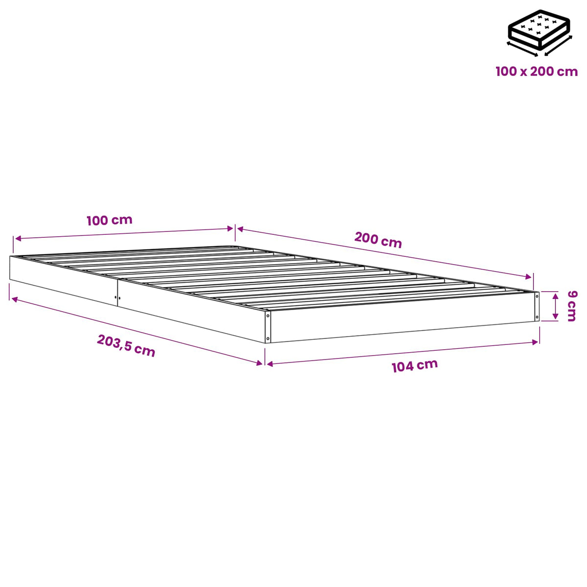 Bed Frame without Mattress Wax Brown 100x200 cm Solid Wood Pine