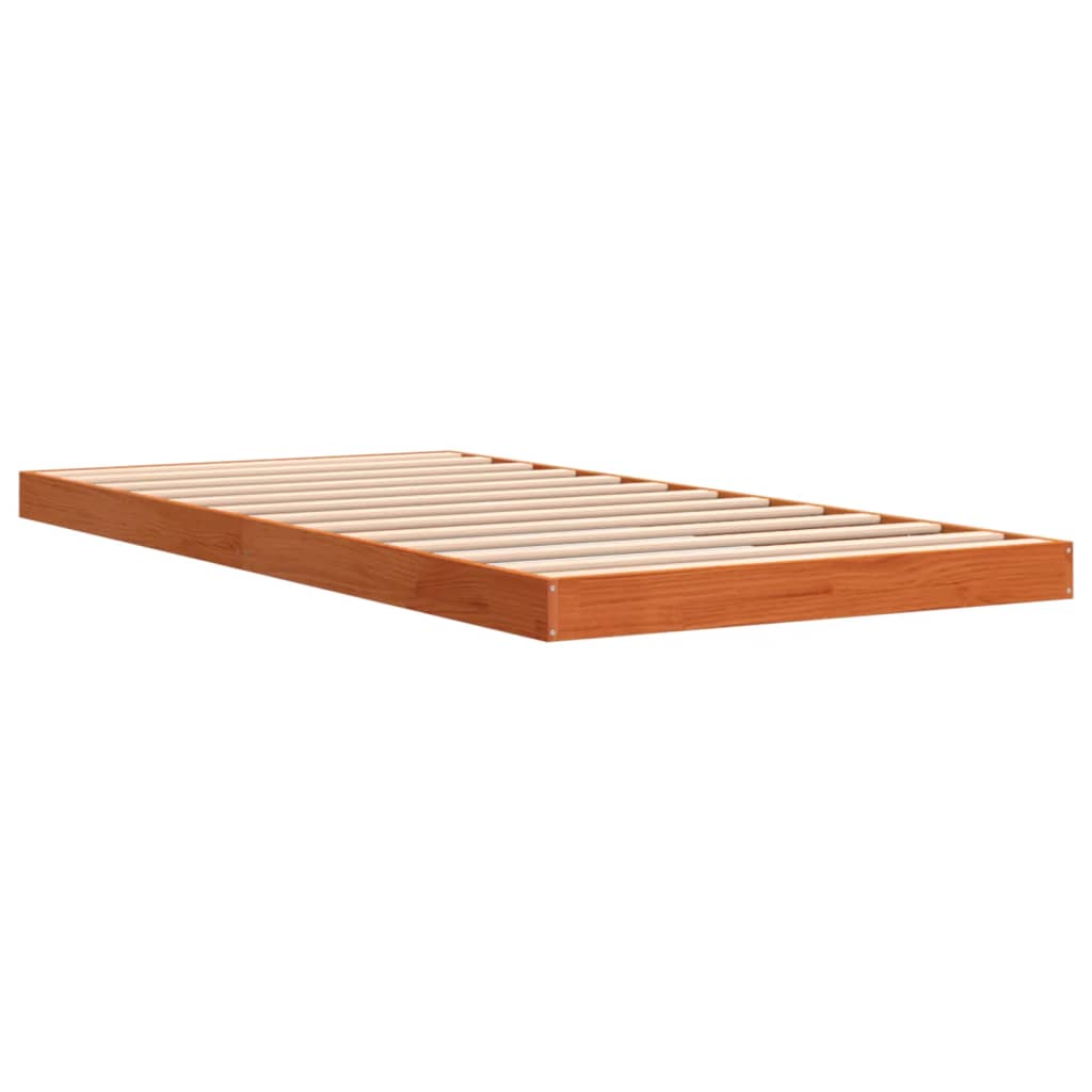 Bed Frame without Mattress Wax Brown 90x200 cm Solid Wood Pine