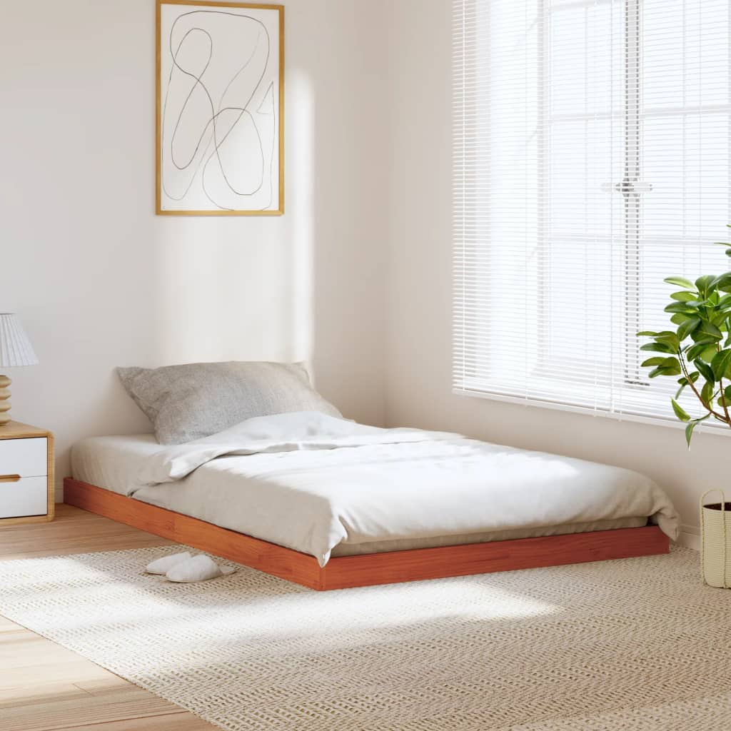 Bed Frame without Mattress Wax Brown 120x190 cm Small Double Solid Wood Pine