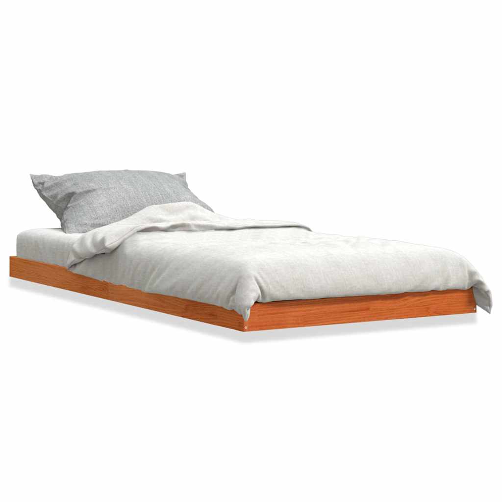 Bed Frame without Mattress Wax Brown 75x190 cm Solid Wood Pine
