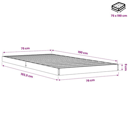 Bed Frame without Mattress Wax Brown 75x190 cm Solid Wood Pine