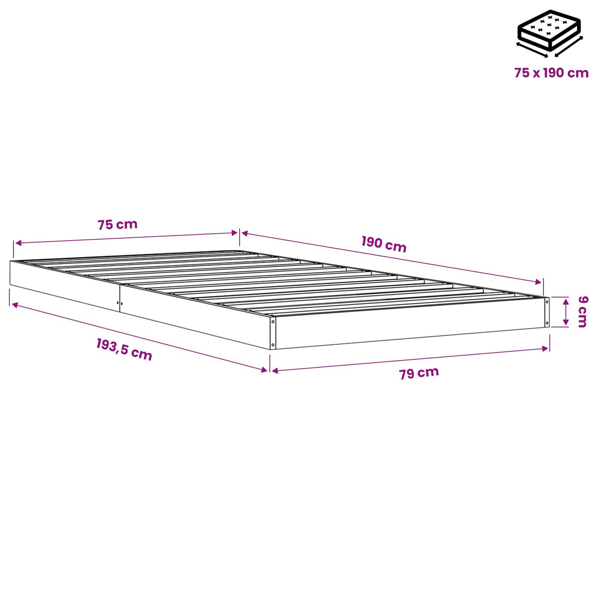 Bed Frame without Mattress Wax Brown 75x190 cm Solid Wood Pine