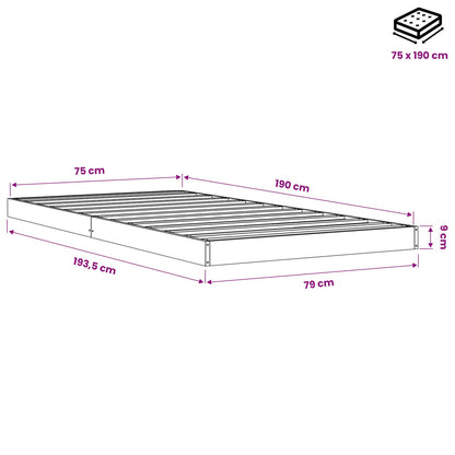 Bed Frame without Mattress Wax Brown 75x190 cm Solid Wood Pine