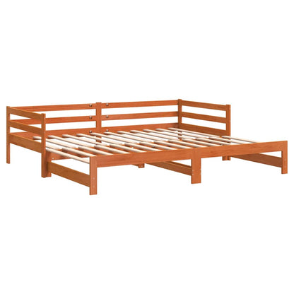 Daybed with Trundle without Mattress Wax Brown 90x200 cm Solid Wood