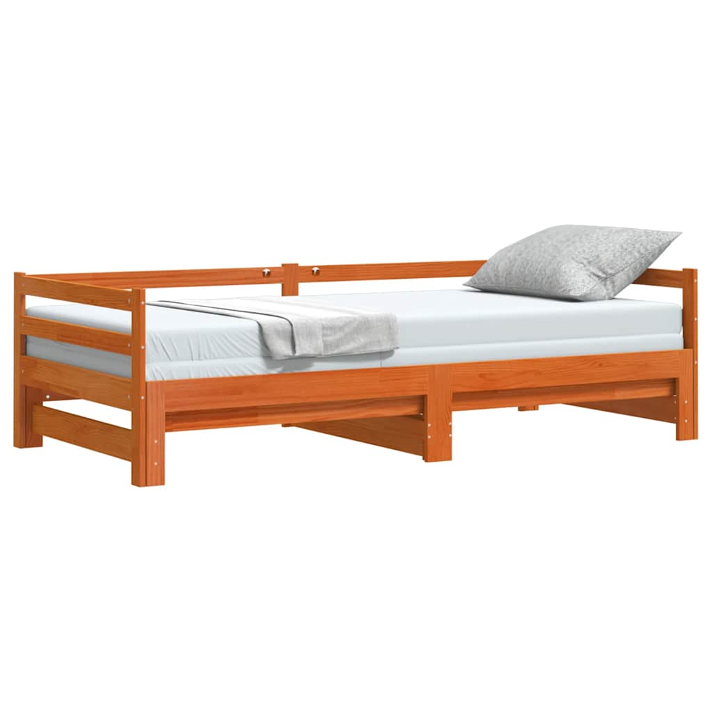 Daybed with Trundle without Mattress Wax Brown 90x200 cm Solid Wood
