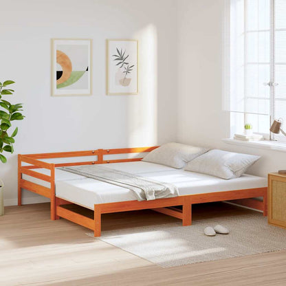Daybed with Trundle without Mattress Wax Brown 90x200 cm Solid Wood