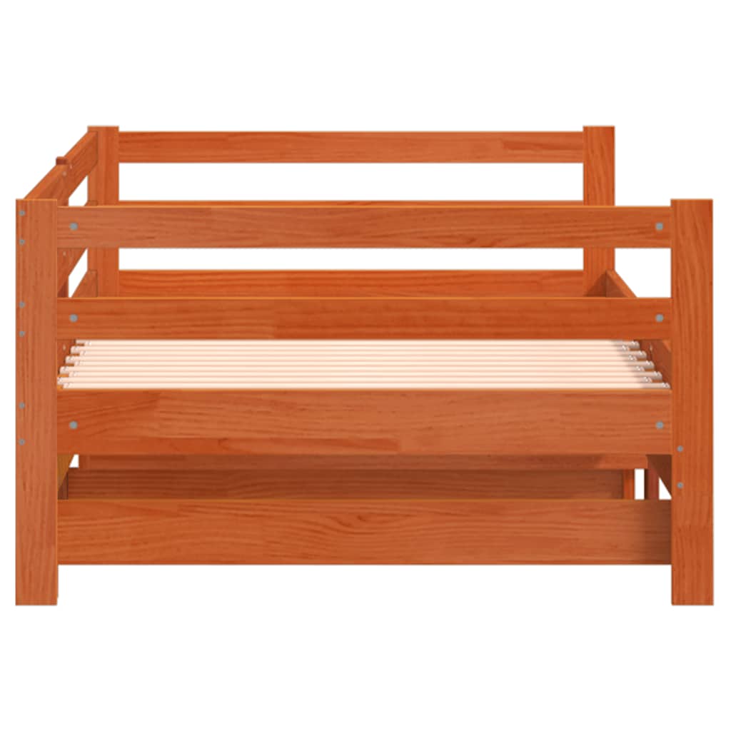 Daybed with Trundle without Mattress Wax Brown 80x200 cm Solid Wood