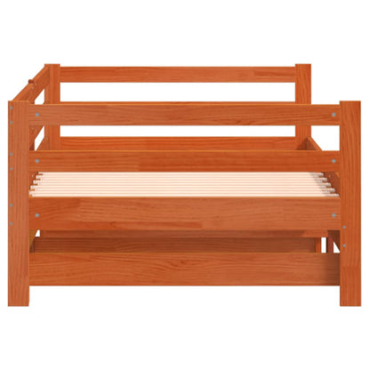 Daybed with Trundle without Mattress Wax Brown 80x200 cm Solid Wood