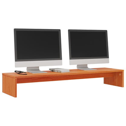 Monitor Stand Wax Brown 100x27x15 cm Solid Wood Pine