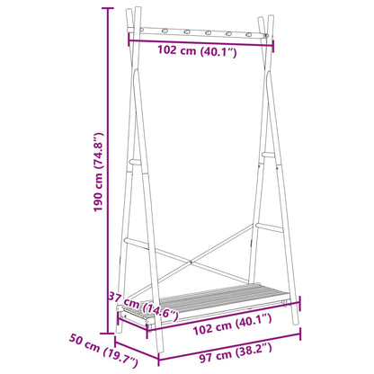 Clothes Rack with Shelf 102x50x190 cm Bamboo