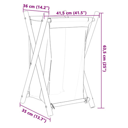 Laundry Basket Cream White 41.5x36x63.5 cm Bamboo