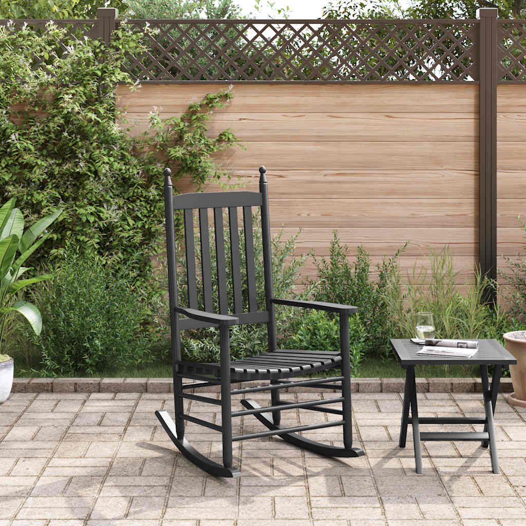 Rocking Chair with Curved Seat Black Solid Wood Poplar