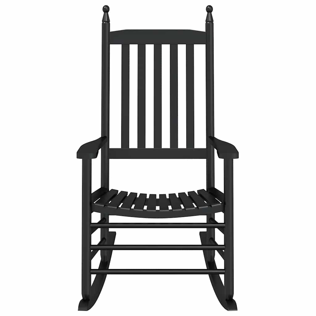 Rocking Chair with Curved Seat Black Solid Wood Poplar
