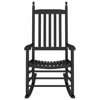 Rocking Chair with Curved Seat Black Solid Wood Poplar