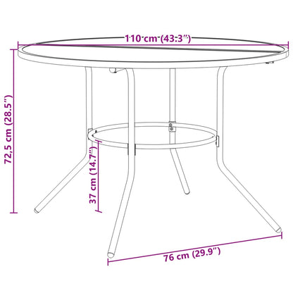 Patio Table Round Anthracite Ø110x72,5 cm Powder-coated Steel