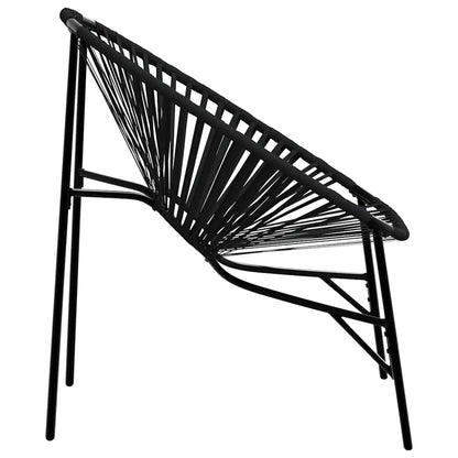 Garden Chair Set 3 pcs Black Poly Rattan
