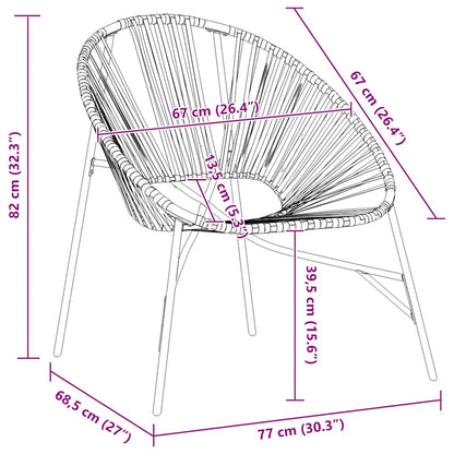 Garden Chair Set 3 pcs Black Poly Rattan