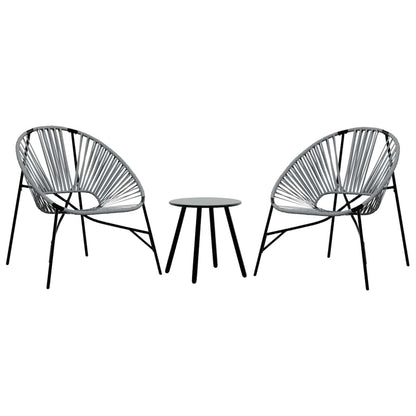 Garden Chair Set 3 pcs Black and Light Grey Poly Rattan