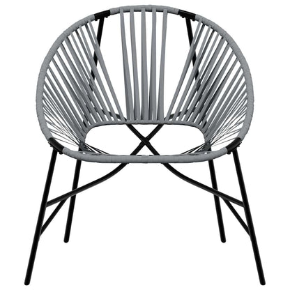 Garden Chair Set 3 pcs Black and Light Grey Poly Rattan