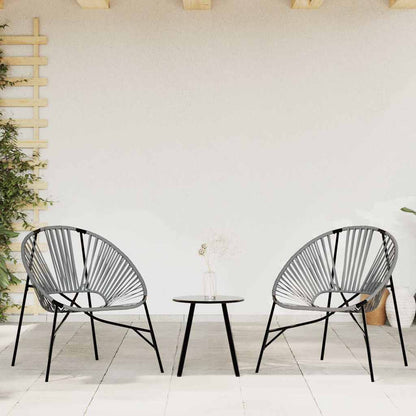 Garden Chair Set 3 pcs Black and Light Grey Poly Rattan