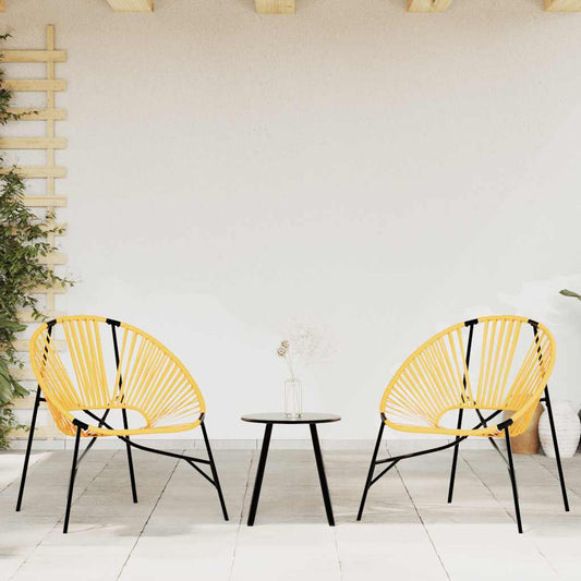 Garden Chair Set 3 pcs Black and Yellow Poly Rattan