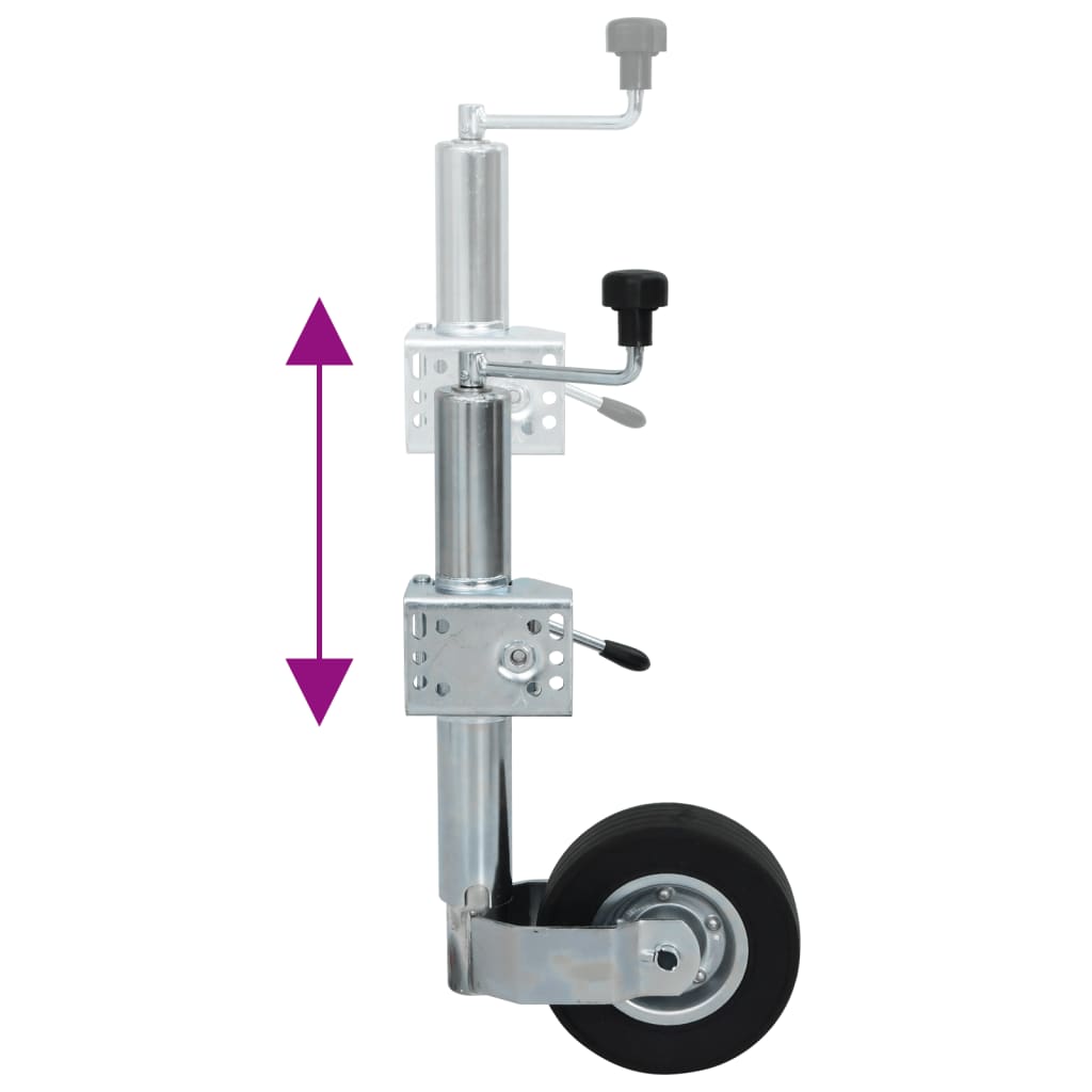 Trailer Jack Wheel 60 mm with 2 Support Tubes and 3 Split Clamps