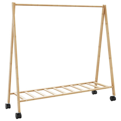Clothes Rack with Shelves and Wheels 106x34x106.5 cm Bamboo