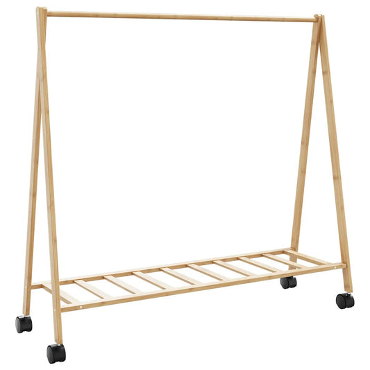 Clothes Rack with Shelves and Wheels 106x34x106.5 cm Bamboo