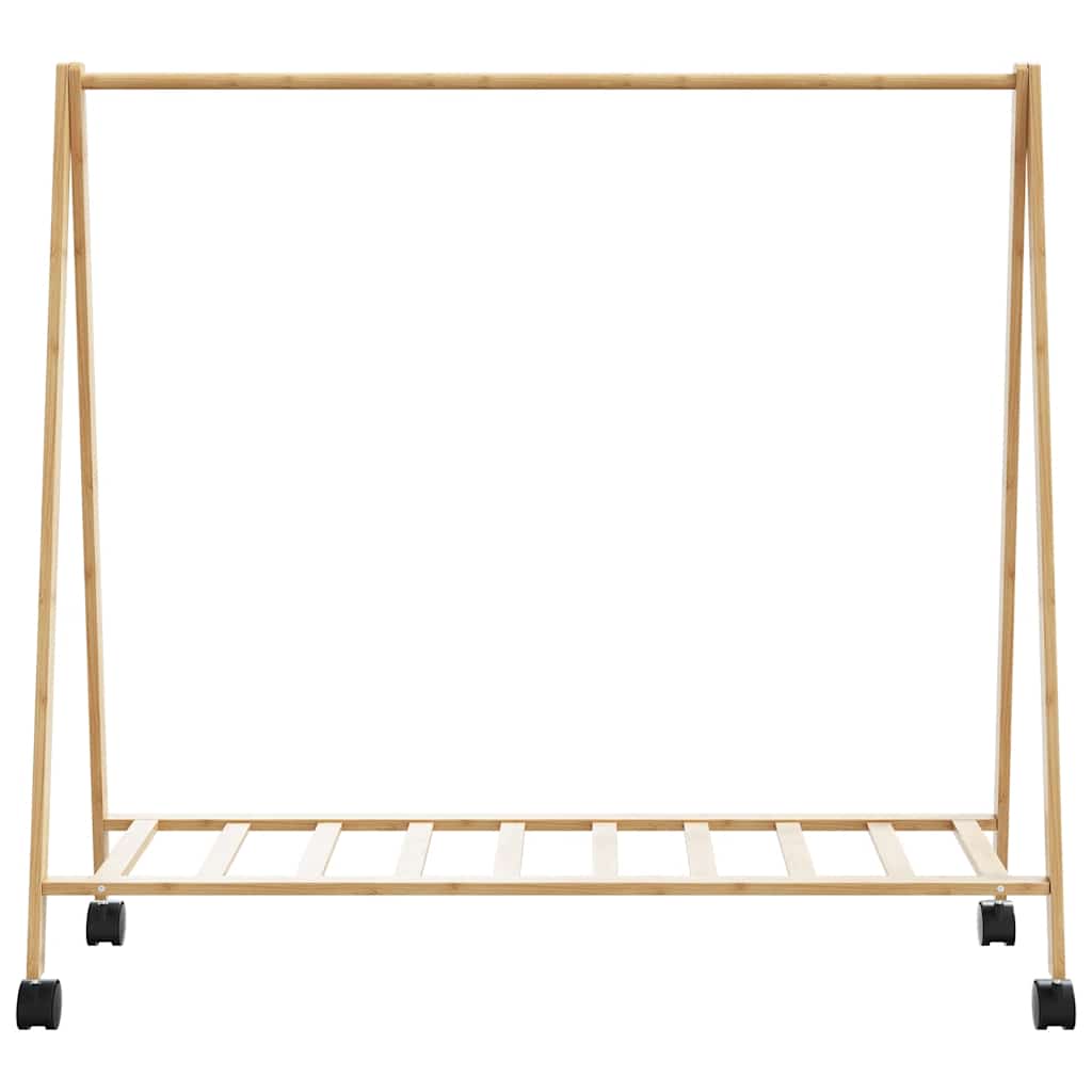 Clothes Rack with Shelves and Wheels 106x34x106.5 cm Bamboo
