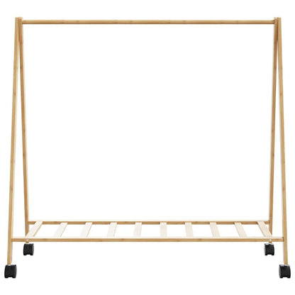 Clothes Rack with Shelves and Wheels 106x34x106.5 cm Bamboo