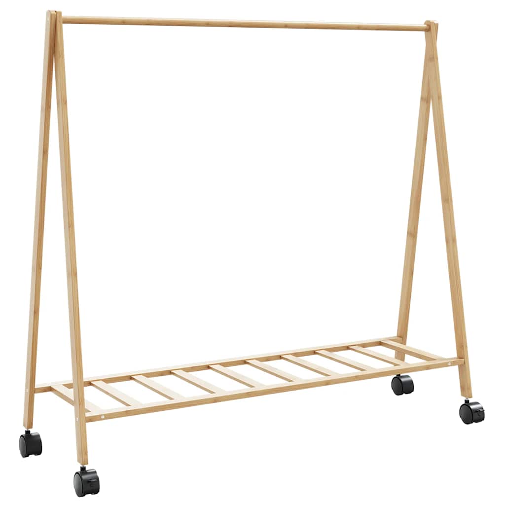 Clothes Rack with Shelves and Wheels 106x34x106.5 cm Bamboo
