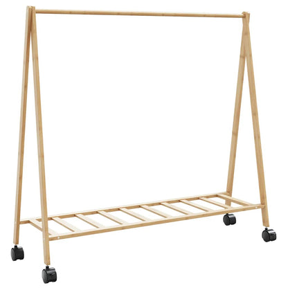 Clothes Rack with Shelves and Wheels 106x34x106.5 cm Bamboo