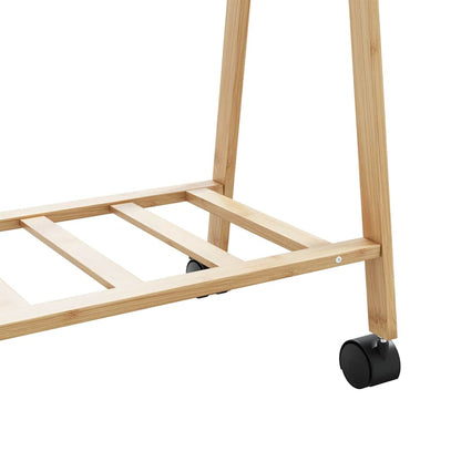 Clothes Rack with Shelves and Wheels 106x34x106.5 cm Bamboo