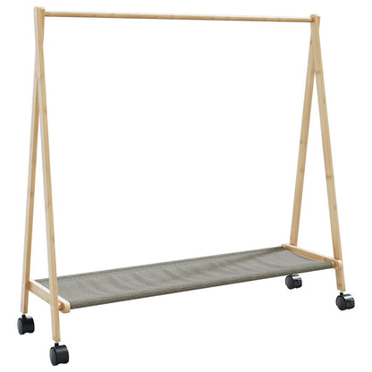 Clothes Rack with Shelves and Wheels 106x34x106.5 cm Bamboo