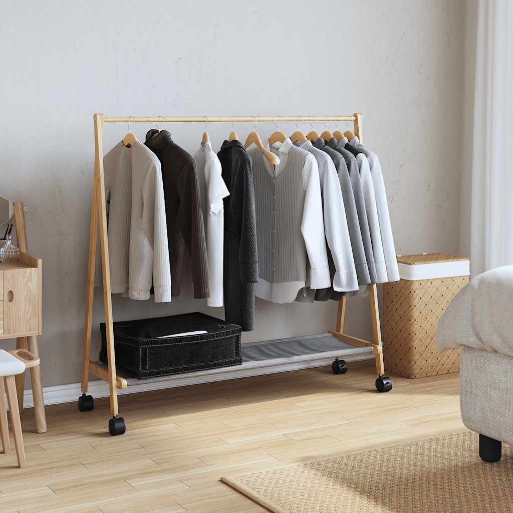 Clothes Rack with Shelves and Wheels 106x34x106.5 cm Bamboo