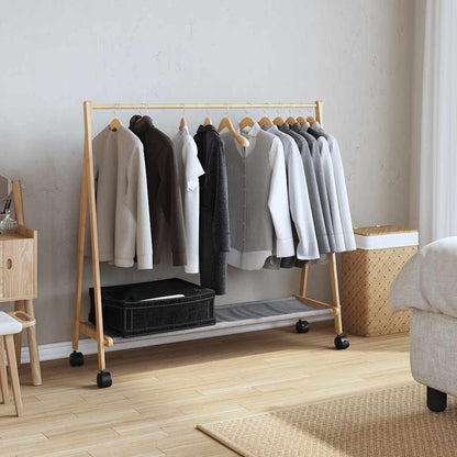 Clothes Rack with Shelves and Wheels 106x34x106.5 cm Bamboo