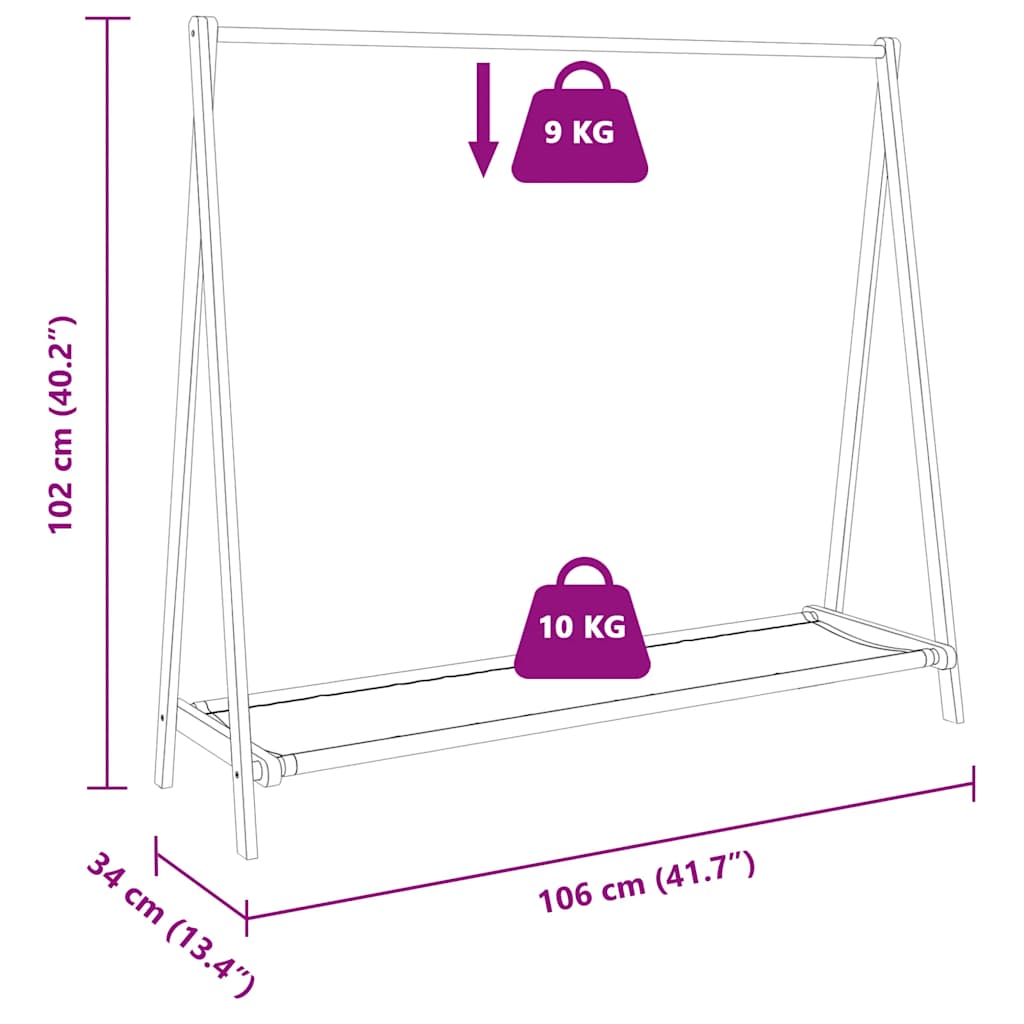 Clothes Rack with Shelves 106x34x102 cm Bamboo