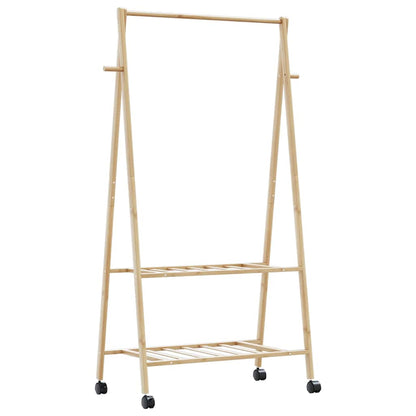 Clothes Rack with Shelves and Wheels 96x45.5x155.5 cm Bamboo