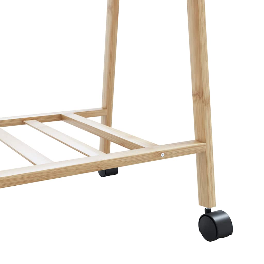 Clothes Rack with Shelves and Wheels 96x45.5x155.5 cm Bamboo