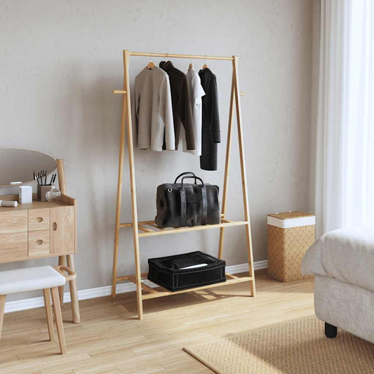Clothes Rack with Shelves 96x45.5x150.5 cm Bamboo